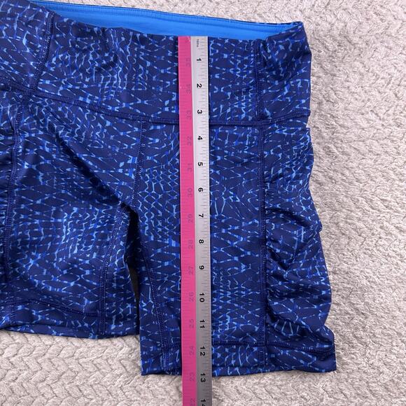 Lululemon Speed Track Shorts Womens 4 Blue Samba Snake Ruched Running Yoga‎ Gym - Picture 9 of 12